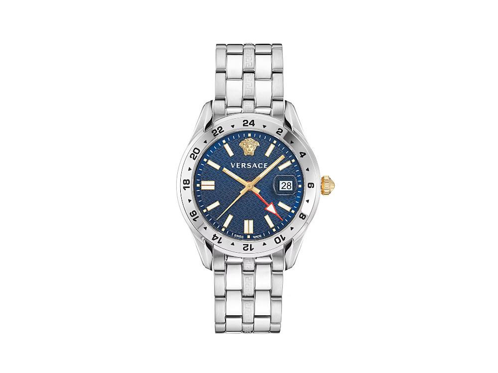 Versace Greca - VE Sell Quartz Blue, 41 Sapphire GMT Watch, Time Crystal, Iguana mm