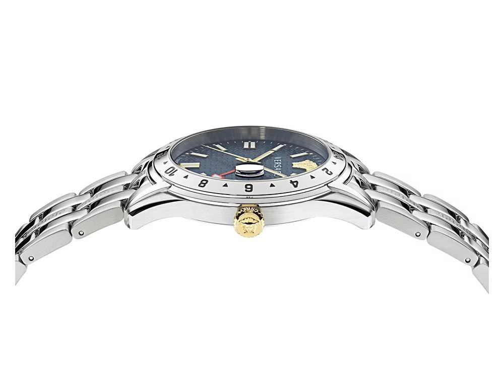 Versace Greca Time GMT Quartz Sell Blue, Crystal, Watch, VE mm, 41 Iguana - Sapphire