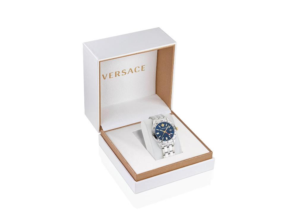 mm, Versace Quartz Iguana Time Watch, Crystal, - GMT Blue, Sapphire VE 41 Sell Greca