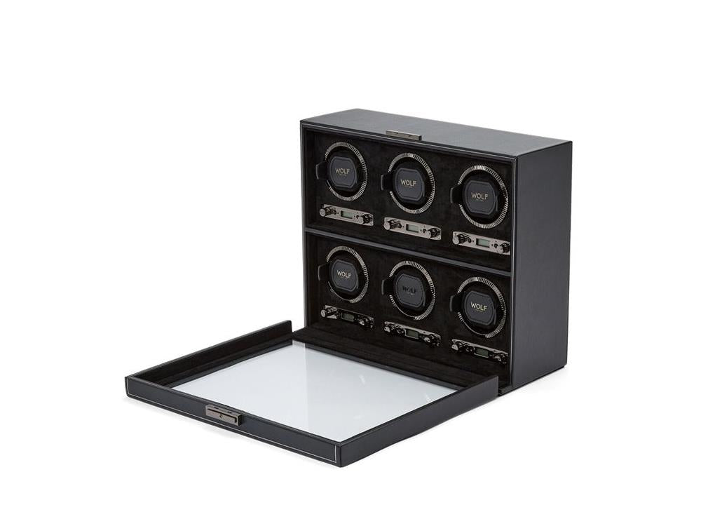 WOLF British Racing Watch winder, 6 Watches, Black, 792402