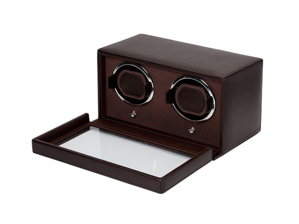 WOLF Cub Watch winder 2 Watches Brown Vegan Leather 461206