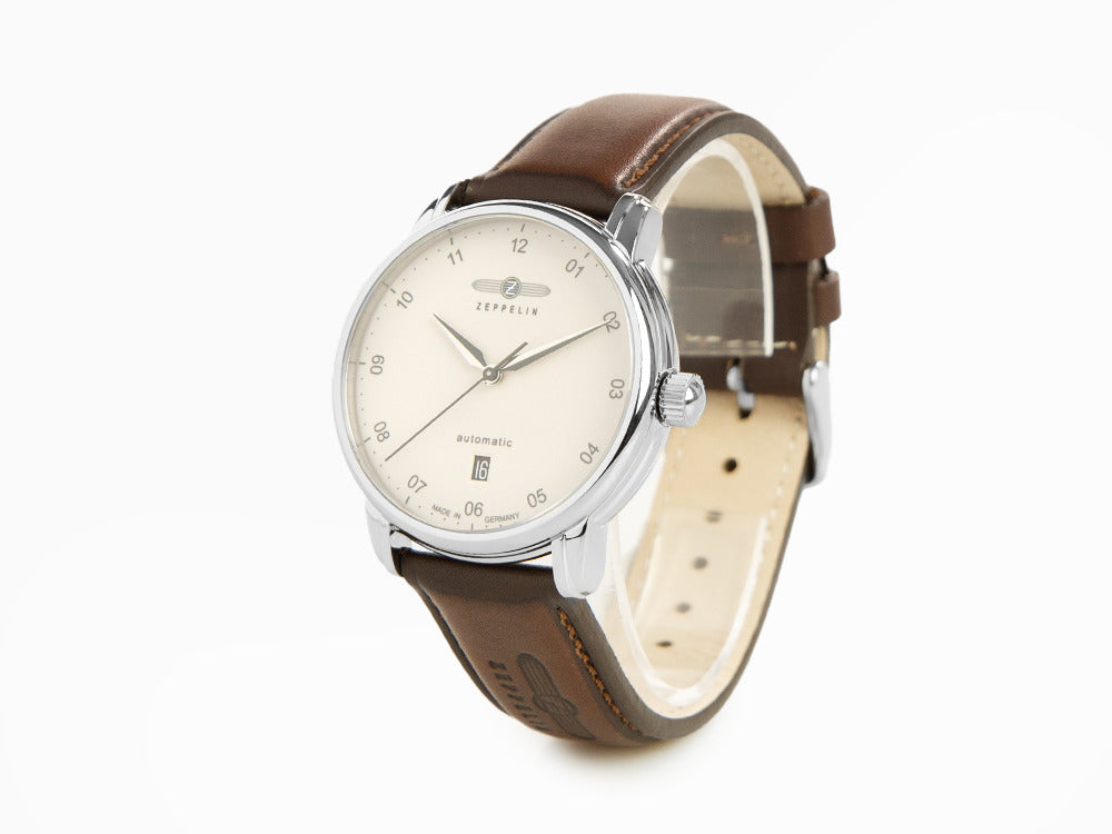 - mm, Leather Line 41 Iguana Zeppelin Automatic Captain stra Watch, Sell Beige, Day,