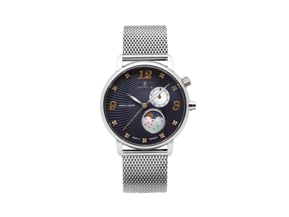 Zeppelin Zeppelin Luna Quartz Watch, Blue, 35 mm, Day, 7637M-3